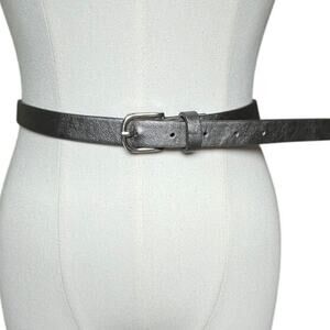 Silver Gray‎ Faux Leather Belt 3X Matte Buckle Y2K Minimal Neutral Modern